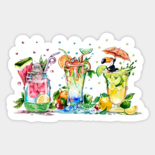 Cute animals and Cocktails Sticker